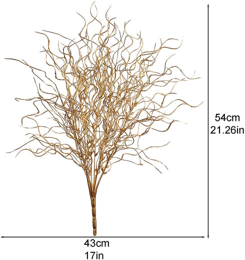 Firlar 5 PCS Gold Sparkle Curly Ting Branch, 21in Glitter Ting Vase Filler Wedding Bouquet Artificial Floral Flower Stub Stem for DIY Bride Bouquet, Wedding Party Table Centerpiece Decor