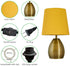 Tootoo Star 13 Inch Small Bedside Table Lamp for Bedroom Living Room Nightstand, Metal Base (Yellow Shade, Brass Base)