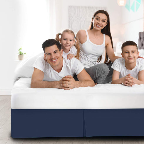 Nestl Pleated Bed Skirt, Easy Fit Bed Skirt, 14 Inch Tailored Drop Bed Skirt, Soft Double Brushed Premium Microfiber Ruffle Bed Skirt, Luxury Bedskirt, Hotel Bed Ruffle, King Bed Skirt Dark Blue