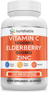 Elderberry with Zinc and Vitamin C For Adults - Vitamin C 1000mg Capsules with Zinc 50mg & Elderberry for Immune Support & Antioxidant Protection - Easy To Swallow, Non-GMO - 60 Veggie Capsules