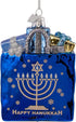 Kurt Adler 4" Noble Gems Happy Hanukkah Glass Gift Bag Ornament (NB1126)