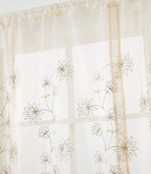 Molaxhome Roman Curtain Window Shades Sheers 46x63inch Rod Pocket, Embroidery Balloon Curtains Drapes 1 Panels for Kitchen Room (46x63inch, Flower)
