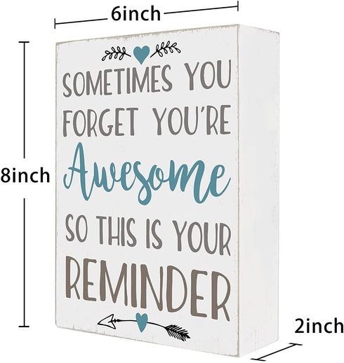Cocomong Modern Farmhouse Decorations for Living Room, Sometimes You Forget You are Awesome, Inspirational Gifts, Housewarming Gifts for Women, Inspirational Wall Art Shelf Decor, House Decor Sign 6x8