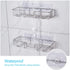 AmazerBath Adhesive Shower Caddy Basket Rack with Hooks, Shower Shelf Wall Mounted, No Drilling Shower Organizer for Bathroom, Rustproof Stainless Steel , 2 Pack, Chrome