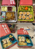 LOOK BACK Bento Lunch Boxes for Kids, 4-Compartment 1.2L Leak-Proof Lunch Container for Child with Sauce Jar, Fork and Spoon, DIY Stickers, BPA-Free Toddlers Food Container Microwave Dishwasher Safe