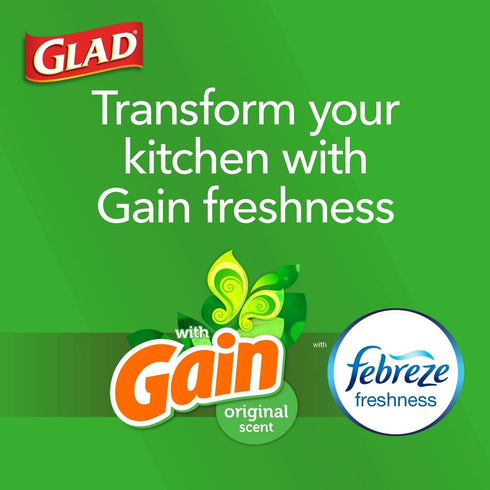 Glad Trash & Food Storage OdorShield Small Trash Bags, Gain Original & Febreze, 4 Gal, 26 Ct - Pack of 6 (Package May Vary) (COMINHKG128835)