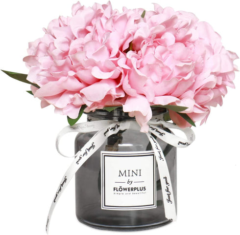 Rocinha Artificial Flowers with Vase Peony Fake Flowers Bouquet Faux Flowers in Vase for Wedding, Home, Living Room, Bathroom, Dining Table, Desk, Office, Garden Decoration