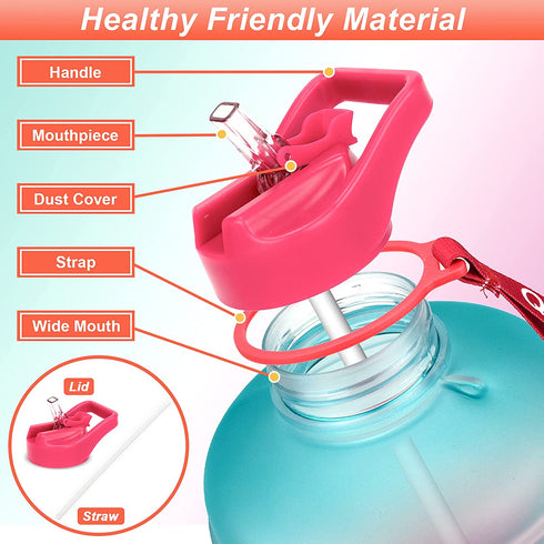 BuildLife 1 Gallon Water Bottle with Straw & Motivational Time Marker BPA Free Leakproof Sports Water Jug Ensure Drink Enough Water Throughout The Day