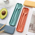 4 Sets Wheat Straw Cutlery, Portable Cutlery Set, Reusable Travel Flatware Set, for Lunch Boxes Workplace Camping School Picnic or Daily Use (Green, yellow, orange, blue)