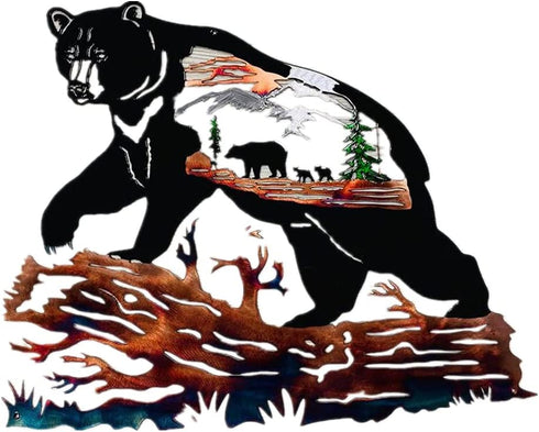 Metal Decor Bear Metal Wall Art Trees Personality Black Bear Animal Decoration For Living Room Metal Decor Art
