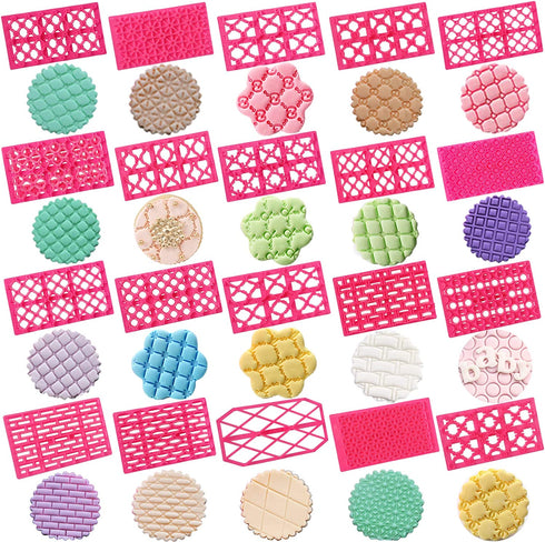 WUWEOT 20 Pack Cake Fondant Embossing Mould, 4.9In Different Patterns Home Kitchen Accessories for Cookie Cutter, Biscuit Molds, Cake Baking, DIY Cooking, Sugarcraft and Fondant CupCake Decoration