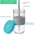 2 Pack 22 oz Reusable Smoothie Cups Boba Tea Cups, Wide Mouth Mason Jar Lids with Straw Hole, Including 4pcs Stainless Steel Straws and 2pcs Cleaning Brushes