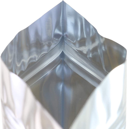 QQ Studio 100 Shiny Colored Aluminum Mylar Foil Clear Window Reclosable QuickQlick Stand-Up Bags (4.25" x 6.25", Silver)