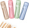 Lnrkai Travel Utensil Set with Case, 4 Sets Wheat Straw Reusable Spoon Chopstick Forks Tableware, Eco Friendly Non-Toxin BPA Free Portable Cutlery for Kids Adult Travel Picnic Camping or Daily Use