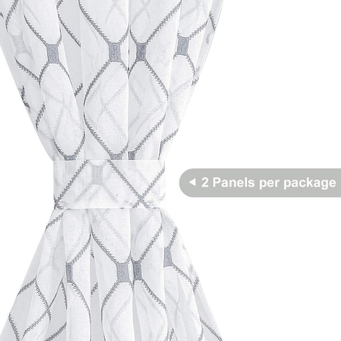 Topfinel Sheer French Door Window Curtains 25x72 Inches Sidelight Curtains for Front Door Tieback Included, White Grey, 2 Panels