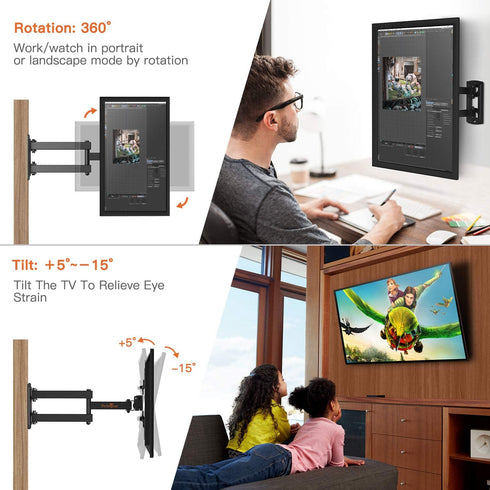 Perlegear Full Motion TV Wall Mount Bracket for Most 13-42 Inch LED LCD Flat Curved Screen TVs & Monitors, Swivel Tilt Extension Rotation with Articulating Arms, Max VESA 200x200mm up to 44lbs