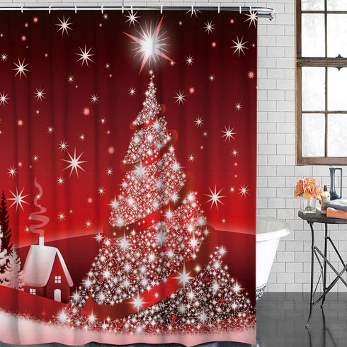 Prime Leader Shower Curtains for Bathroom Sets Christmas Tree Decoration Background Bath Curtain Durable Waterproof Polyester Washable Shower Curtain Bathroom Accessories with Hooks 72" x 72"