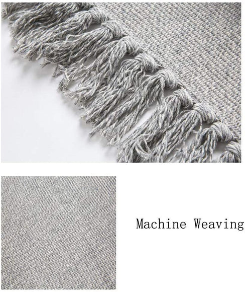 Eanpet Braided Rug Cotton Area Rug Pure Tassels Floor Rug Hand Woven Reversible Throw Rugs Door Mat Laundry Room Rug Indoor Runner Bathroom Tablecloth (2x6 FT, Grey)