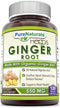 Pure Naturals Ginger Root Supplement - 550mg Capsules - Easy to Swallow Capsule - Commonly Used Natural Remedy for Nausea Due to Pregnancy & Other Conditions - 120 Pills Per Bottle