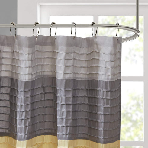 Amherst Fabric Yellow Shower Curtain , Pieced Transitional Simple Shower Curtains for Bathroom , 72 X 72 , Clear Lemon
