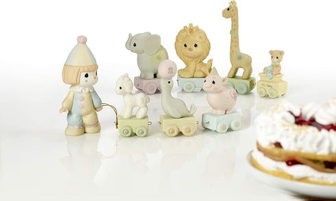 Precious Moments, May Your Birthday Be Gigantic, Birthday Train Age 4, Bisque Porcelain Figurine, 142024