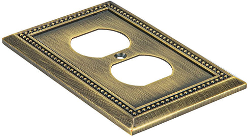 Henne Bery Sunken Pearls Decorative Wall Plate Switch Plate Outlet Cover (Single Duplex, 3PK, Antique Brass)