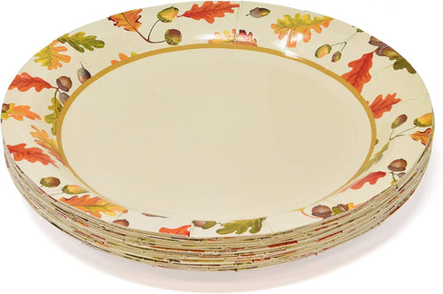 Thanksgiving Plates And Napkins Give Thankks Party Supplies Dinnerware 50 9" Paper Plates 50 7" Plate 50 Luncheon Napkin Autumn Leaves Elegant Gold Foil Harvest Fall Tableware Disposable Dinnerware