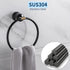 MsKorong SUS304 Stainless Steel Round Shape Black Towel Ring Hand Towel Holder Wall Mounted Rustproof Matte Black Bathroom Towel Holder for Toilet Kitchen Bathroom Hardware Accessories