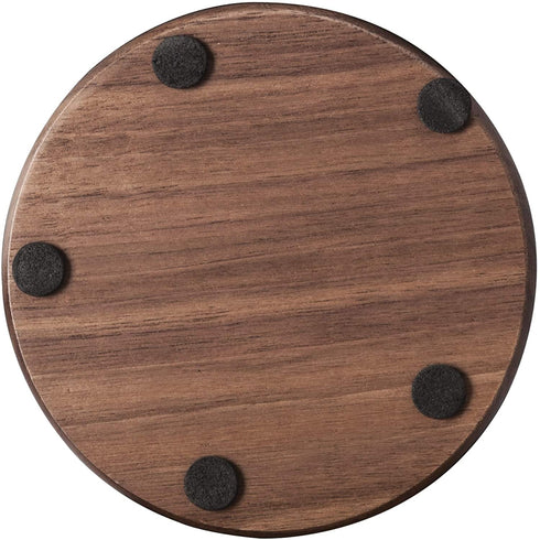 Wood Drink Coasters with Metal Holder, GOH DODD 4 Inch 6 Pieces Wooden Coasters Cup Coaster Set for Bar Kitchen Home Apartment, Walnut Wood