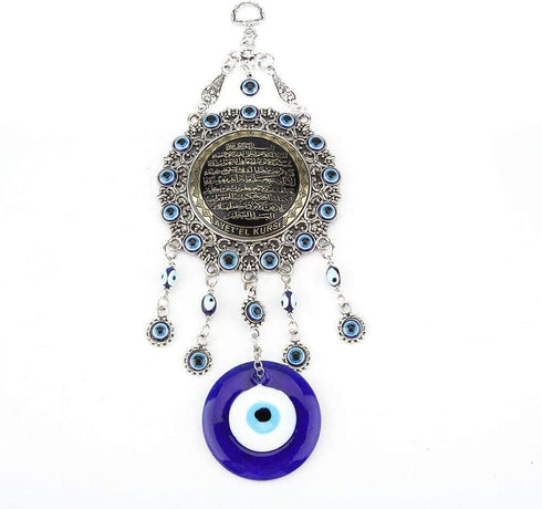 Turkish Blue Evil Eye Beads Ornament Amulet Delicate Blue Glass Pendant Home Lucky Protection Wall Hanging Decor - C