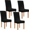 Obstal Black Stretch Spandex Dining Room Chair Covers Set of 4 Universal Removable Washable Chair Seat Slipcovers Protector for Kitchen, Ceremony, Wedding, Banquet, Hotel and Party