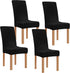 Obstal Black Stretch Spandex Dining Room Chair Covers Set of 4 Universal Removable Washable Chair Seat Slipcovers Protector for Kitchen, Ceremony, Wedding, Banquet, Hotel and Party