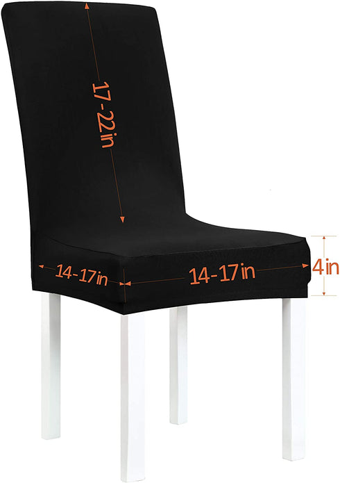 Obstal Black Stretch Spandex Dining Room Chair Covers Set of 4 Universal Removable Washable Chair Seat Slipcovers Protector for Kitchen, Ceremony, Wedding, Banquet, Hotel and Party