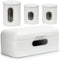 Deppon Stainless Steel Bread Box and 3-Piece Airtight Canister Set, Large Capacity with Clear Window for Kitchen Counter, White