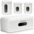 Deppon Stainless Steel Bread Box and 3-Piece Airtight Canister Set, Large Capacity with Clear Window for Kitchen Counter, White