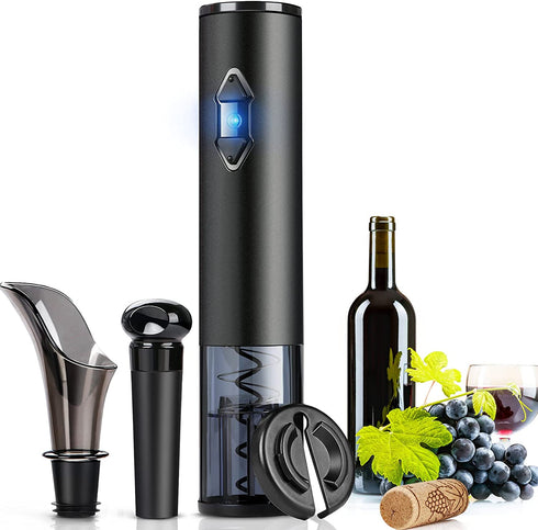 Electric Wine Opener , Automatic Corkscrew set contains Foil Cutter, Vacuum Stopper and Wine Aerator Pourer for Dating, Party and Wine lover (3 Piece Gift Set)