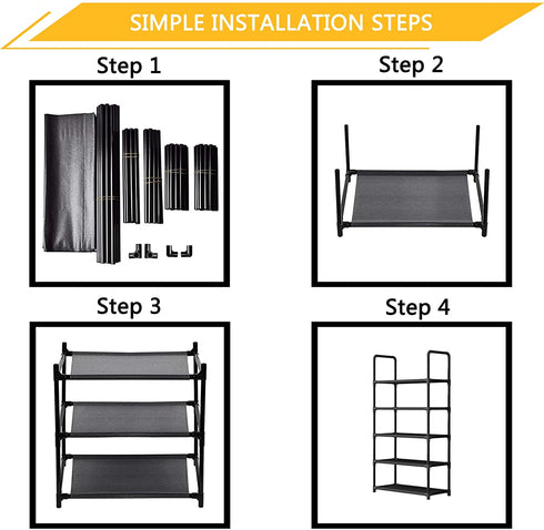LINZINAR Shoe Rack Organizer 5 Tier Space Saving Shoe Shelf Storage Sturdy Metal Shoe Stand for Closet Entryway Bedroom (5 Tier, Black)