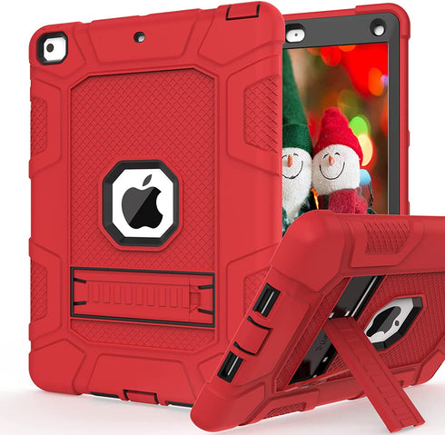 Rantice iPad 6th Generation Cases, iPad 5th Generation Case, iPad Air 2 Case, iPad 9.7 Case, Shockproof Rugged Drop Protection Cover Built with Kickstand for iPad 9.7'' A1893/A1954/A1822/A1823(Red)