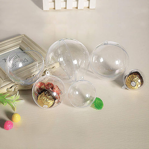 ZHMTang DIY Clear Plastic Christmas Fillable Balls, Acrylic Clear Plastic Ornaments Ball for Wedding, Party Decor (4.72''/120mm)
