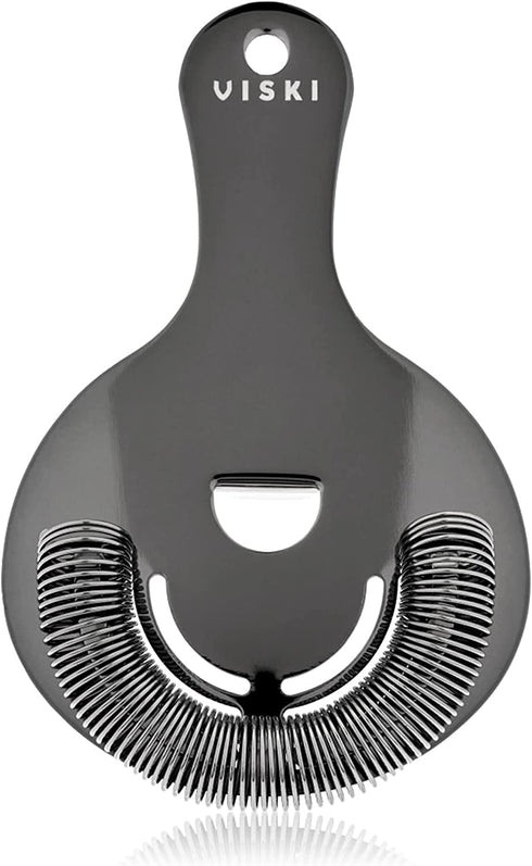 Viski Hawthorne Professional Metal Stainless Steel Cocktail Strainer for Kitchen with Handle | Home bar Tool, Set of 1, Gunmetal Black