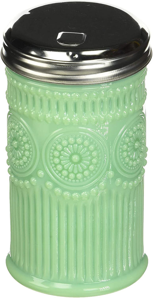 Tablecraft Sugar Shaker with Stainless Steel Top, 3.0625" x 5.75", Green