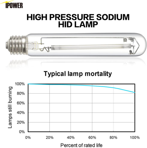 iPower GLBULBH400 Pressure Sodium Grow Light Bulb Lamp for Plants High PAR Enhanced Red and Orange Spectrums CCT 2100K, 400W HPS New