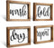Mokof Laundry Room Decor Wash Fold Dry Repeat Mini Signs Set of 4, Farmhouse Laundry Room Decorative Sign Framed wood Wall Art, Laundry Shelf Decor, 6'' x 8'' (Brown Frame)