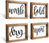 Mokof Laundry Room Decor Wash Fold Dry Repeat Mini Signs Set of 4, Farmhouse Laundry Room Decorative Sign Framed wood Wall Art, Laundry Shelf Decor, 6'' x 8'' (Brown Frame)