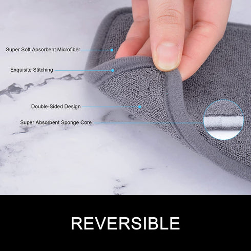 4PCS Kitchen Faucet Absorbent Mat, Fettorler Splash Guard for Sink, Microfiber Sink Splash Catcher Behind Faucet, Ultra Absorbent & Faster Drying Mat for Farmhouse, Bathroom, RV, 15 x 5.3 Inch, Grey