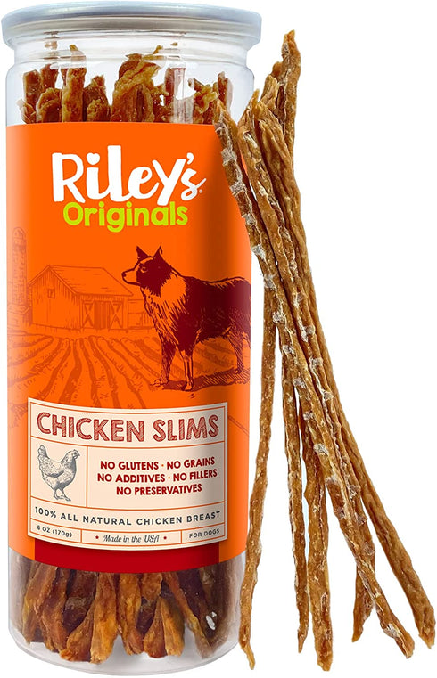 Riley's Chicken Strips for Dogs - USA Sourced Single Ingredient Dog Treat -Dehydrated Real Meat Chicken Dog Treats Natural Chicken Sticks Dog Jerky Treats Made in The USA - 6 oz
