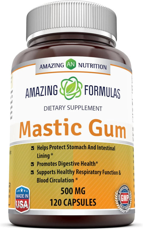 Amazing Formulas Mastic Gum 1000 mg Per Serving 120 Capsules -(Non GMO,Gluten Free)- Supports Gastrointestinal Health, Digestive Function, Immune Function and Oral Health