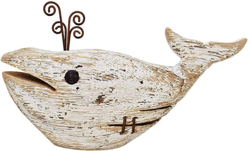 Wood Whale Nautical Tabletop Decor Rustic Whale Animal Figurine Distressed Wooden Whale Sculpture Shelf Sitter Home Decoration