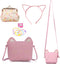 Delphinus Cute Cat Crossbody Bag, Little Girls Purses Cute Cat Bag with 1 Mini Coin Purse Cat Headband and Elastic Hair Ties, 4 Pack