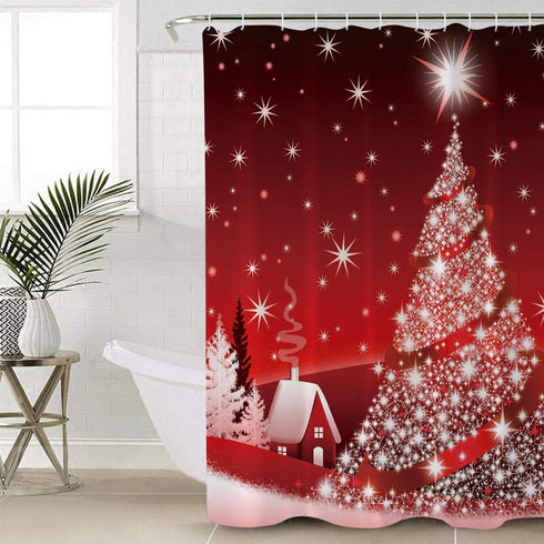 Prime Leader Shower Curtains for Bathroom Sets Christmas Tree Decoration Background Bath Curtain Durable Waterproof Polyester Washable Shower Curtain Bathroom Accessories with Hooks 72" x 72"